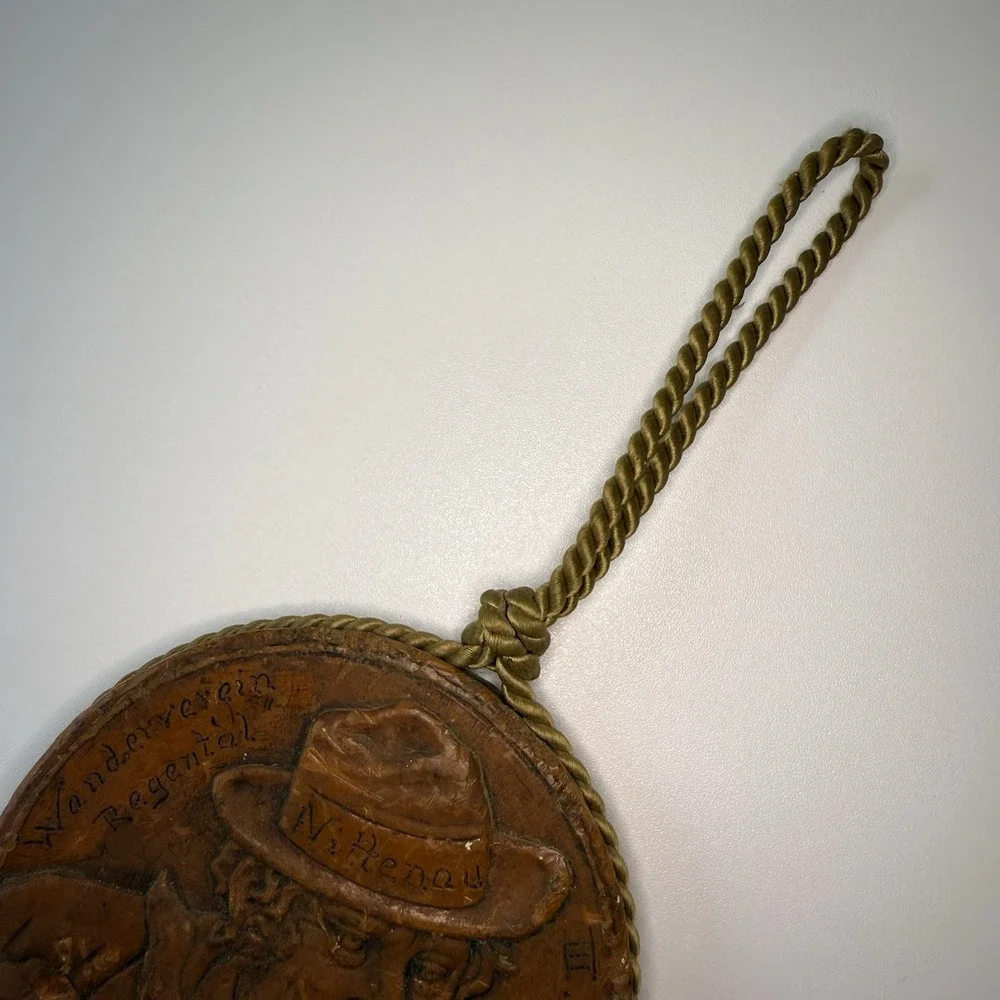 Vtg German Walldurn Wax Medallion Wandertag Hiking 1982 Nittenau Folk‎ Art Wall